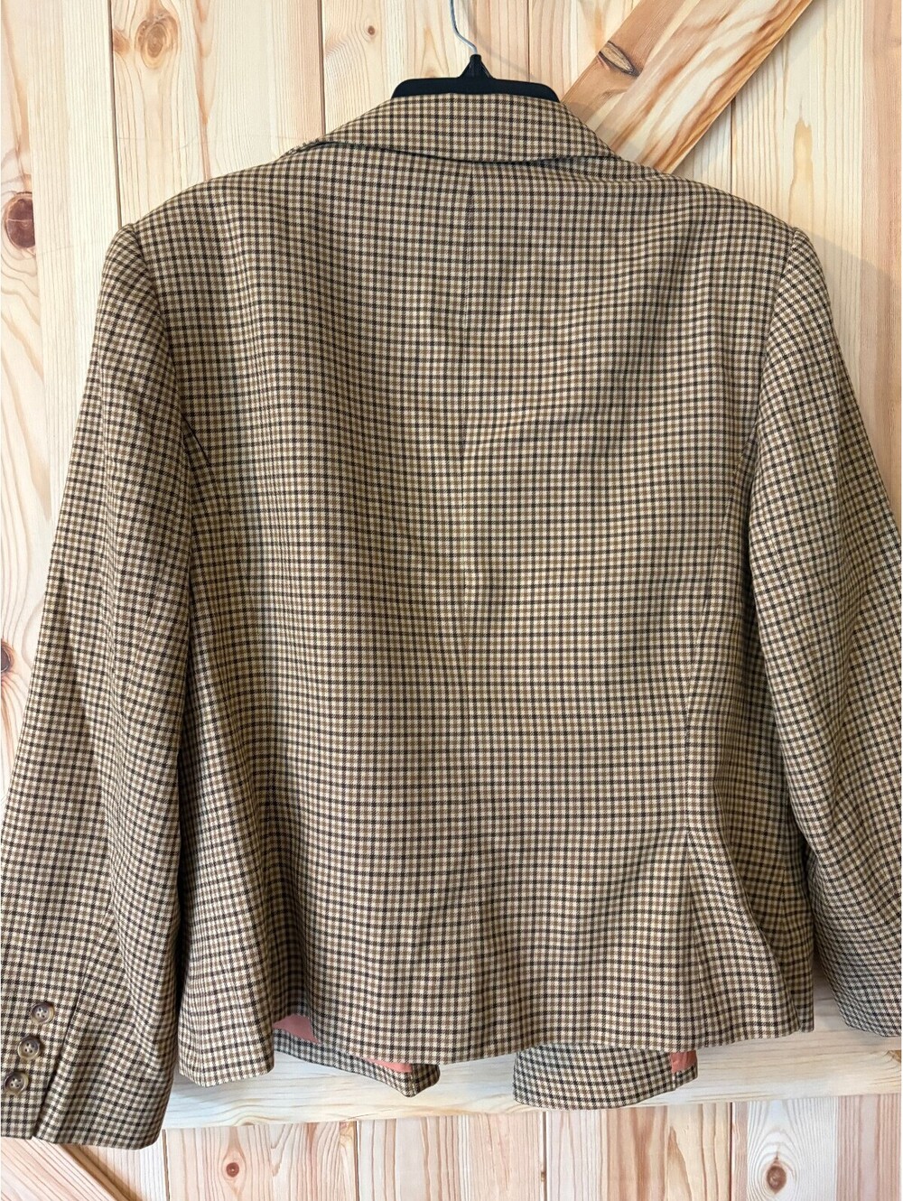 Kasper & Company ASL Women's Size 16 Brown Checkered Blazer Wool Blend - Picture 6 of 9